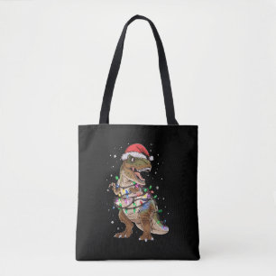 Dinosaur T-rex Tree Christmas Sweater Xmas Dino Tote Bag