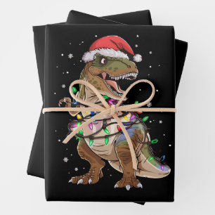 Dinosaur T-rex Tree Christmas Sweater Xmas Dino Wrapping Paper Sheet