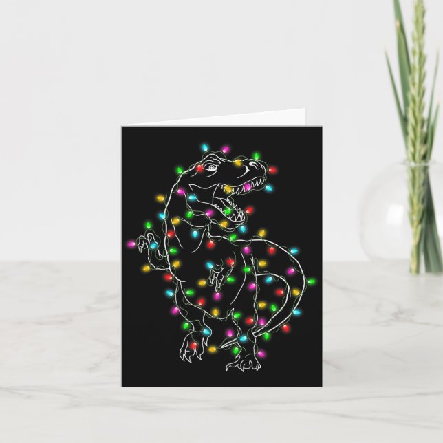 Dinosaur T-rex Tree Christmas Sweater Xmas Pet Din Card (Front)