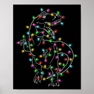 Dinosaur T-rex Tree Christmas Sweater Xmas Pet Din Poster