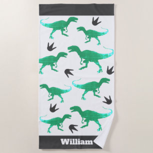 Dinosaur T-Rex Tyrannosaurus Personalised Beach Towel