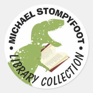 Dinosaur t-rex tyrannosaurus reading book sticker