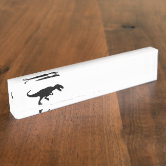 Dinosaur T-Rex Tyrannosaurus Rex Black Silhouette Nameplate