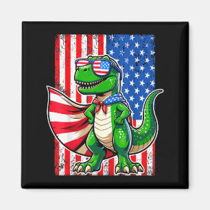 Dinosaur T-Rex USA Flag Sunglasses Patriotic 4th Magnet