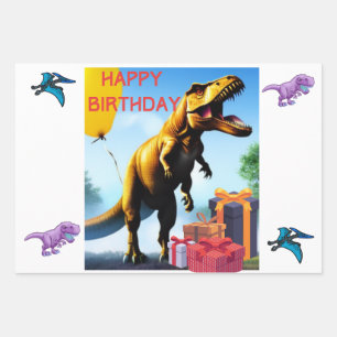 Dinosaur T-Rex Wrapping Paper Sheet
