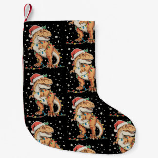 Dinosaur T Rex Xmas Dino Christmas Lights Holiday Small Christmas Stocking