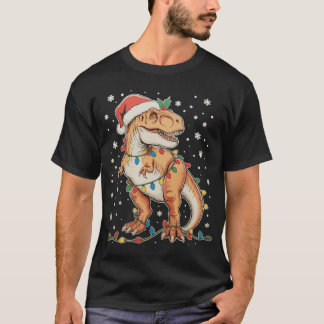 Dinosaur T Rex Xmas Dino Christmas Lights Holiday T-Shirt