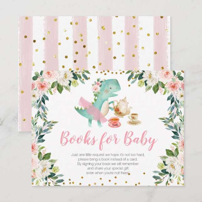 Dinosaur Tea Party Baby Shower Books for baby Invitation Postcard (Front/Back)