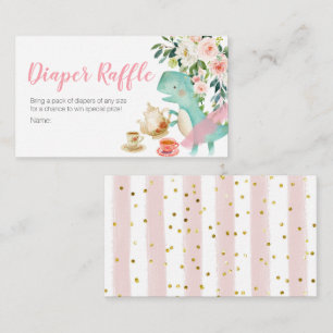 Dinosaur Tea Party Baby Shower diaper raffle Enclosure Card