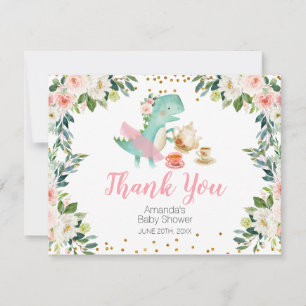 Dinosaur Tea Party Baby Shower Thank You Card