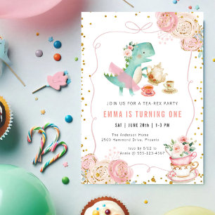 Dinosaur Tea Party Birthday Invitation