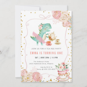 Dinosaur Tea Party Birthday Invitation