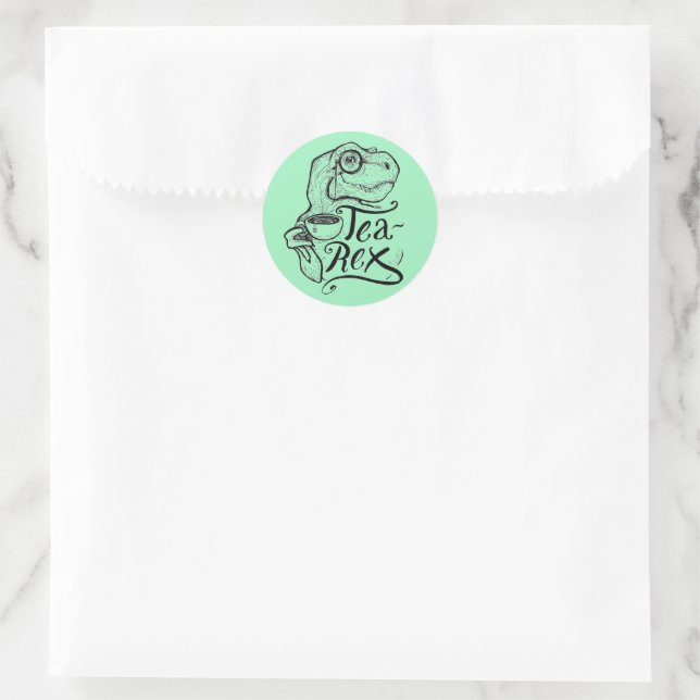 Dinosaur Tea Rex Classic Round Sticker (Bag)