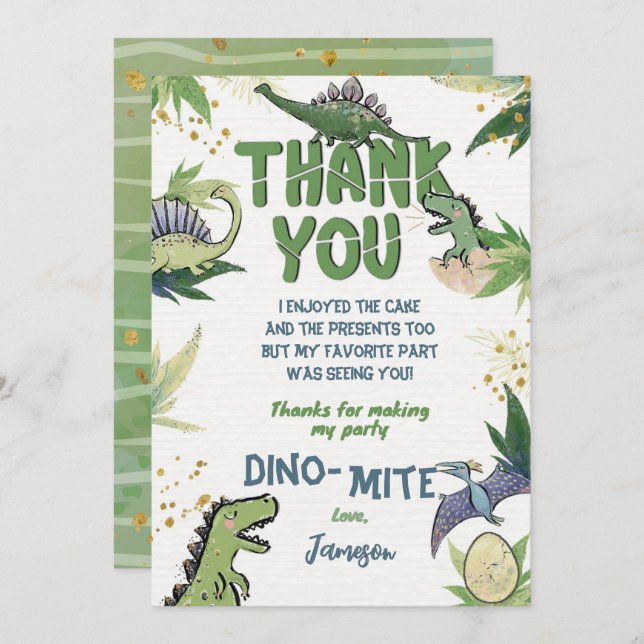 Dinosaur Thank You Card (Front/Back)