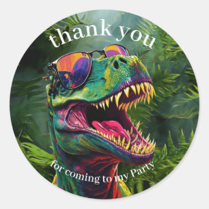 Dinosaur Thank You kids Jungle Classic Round Sticker