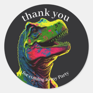 Dinosaur Thank You pink  Classic Round Sticker