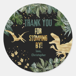 Dinosaur Thank You Stomping By  Classic Round Sticker