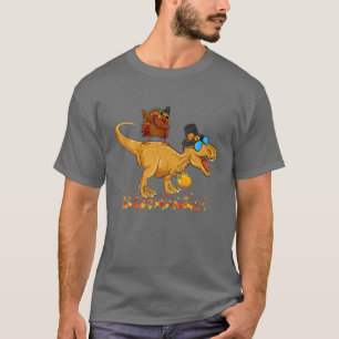 Dinosaur Thanksgiving Boys Dabbing Turkey T Rex Pi T-Shirt