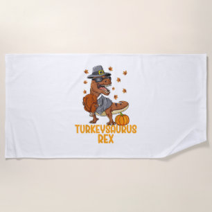 Dinosaur Thanksgiving Boys Turkey Saurus T rex Kid Beach Towel