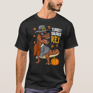 Dinosaur Thanksgiving Boys Turkey Saurus T rex Pil T-Shirt