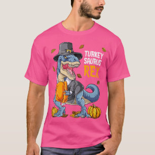 Dinosaur Thanksgiving Boys Turkey Saurus T Rex Pil T-Shirt
