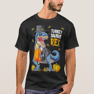Dinosaur Thanksgiving Boys Turkey Saurus T Rex Pil T-Shirt