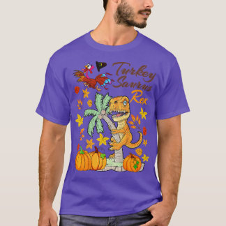 Dinosaur Thanksgiving Boys Turkey Saurus T rex Pil T-Shirt