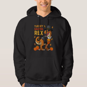 Dinosaur Thanksgiving Turkey T Rex Dino Boys Kids  Hoodie