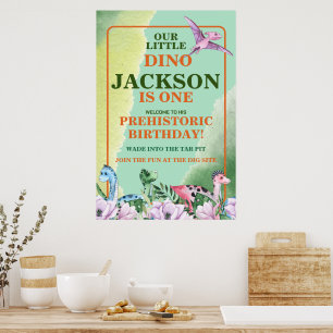 Dinosaur Theme 1st Birthday Poster