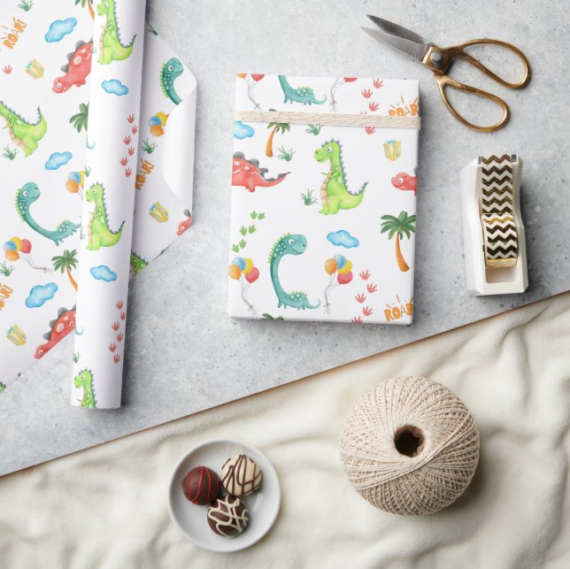 Dinosaur Theme Birthday Party  Wrapping Paper (Crafts)