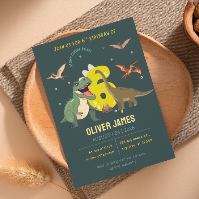 Dinosaur theme boy 6th birthday  invitation (Creator Uploaded)