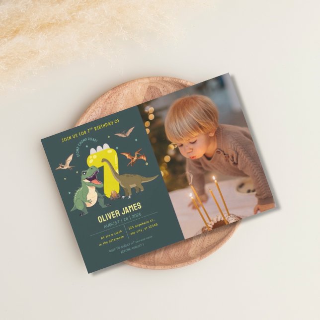 Dinosaur theme boy 7th birthday  invitation (Creator Uploaded)
