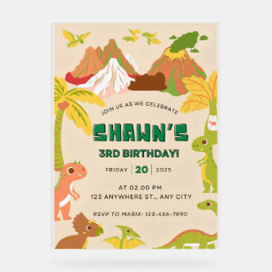 Dinosaur Theme Boy Birthday Party Invitation  Acrylic Sign