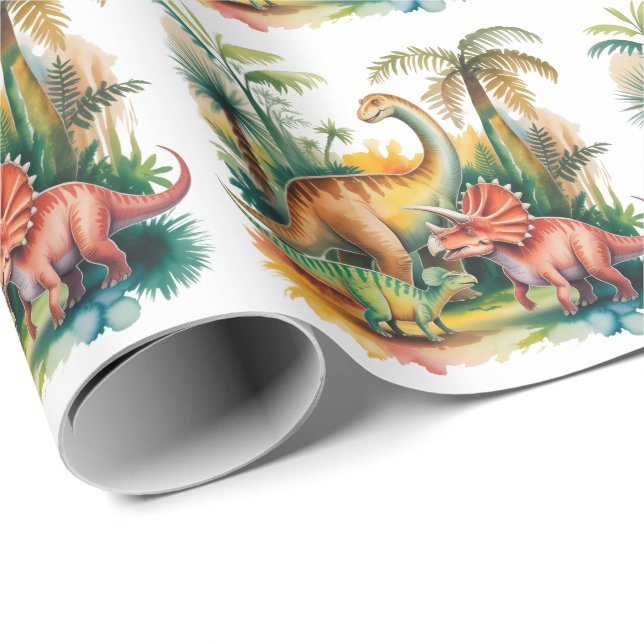Dinosaur Theme Boy Birthday Party  Wrapping Paper (Roll Corner)