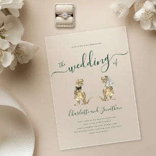 Dinosaur Theme Green Wedding Acrylic Invitations