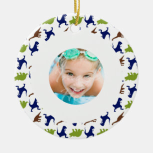 Dinosaur Theme Pattern Custom Photo Ceramic Tree Decoration