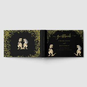 Dinosaur Theme Wedding Black & Gold Guest Book
