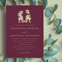 Dinosaur Theme Wedding Burgundy Cream