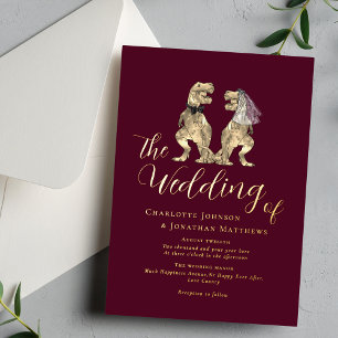 Dinosaur Theme Wedding Burgundy Gold