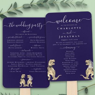 Dinosaur Theme Wedding Ceremony Navy Blue Hand Fan