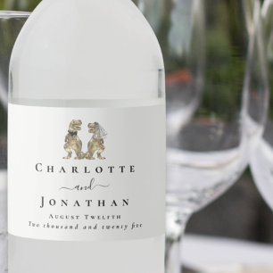 Dinosaur Theme Wedding Custom Water Bottle Label