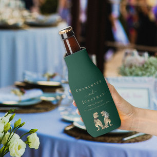 Dinosaur Theme Wedding Dark Green Bottle Cooler