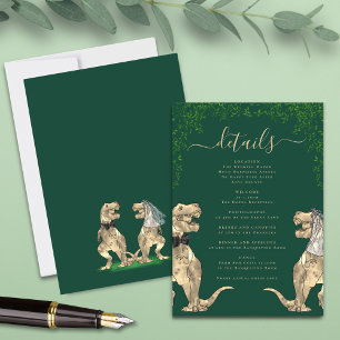 Dinosaur Theme Wedding Details Green  Enclosure Card