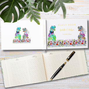 Dinosaur Theme Wedding Gold Guest Book