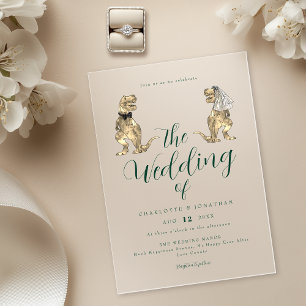 Dinosaur theme Wedding Green Acrylic Invitations