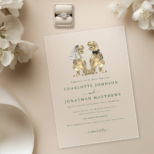 Dinosaur theme Wedding Green Acrylic Invitations