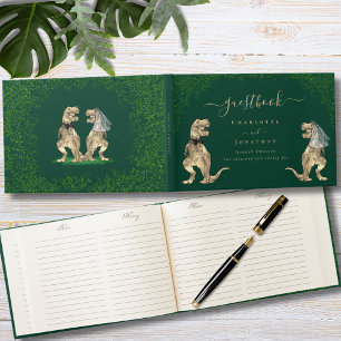 Dinosaur Theme Wedding Green Custom Guest Book