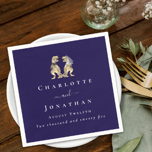 Dinosaur Theme Wedding Personalized Navy Blue Napkin