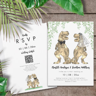 Dinosaur theme Wedding QR Code Invitation