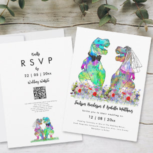 Dinosaur Theme Wedding QR Code Invitation